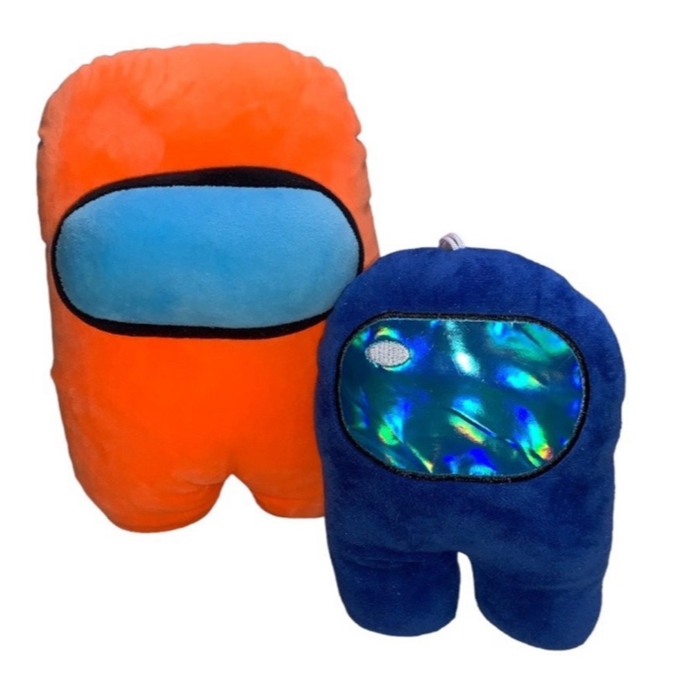 Two Among Us plush 10" orange 8" blue hanging plillow